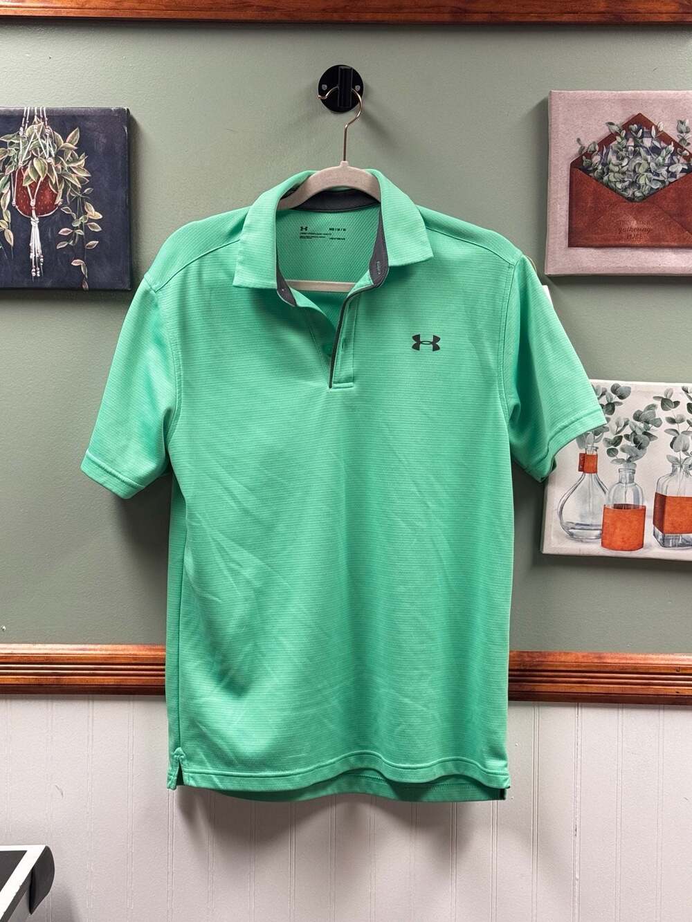 Under Armour Men's Tech Polo Shirt Green Size Medium HeatGear
